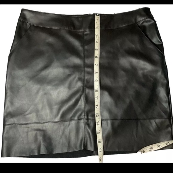 Black Faux Leather Skirt and Rhinestone Fishnet Tights Bundle - Picture 3 of 13